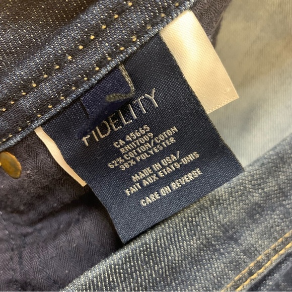 FIDELITY STEVIE Cut 3183 Viper Rinse Jeans With Pockets Dark Wash Blue Size 29 - Picture 9 of 13